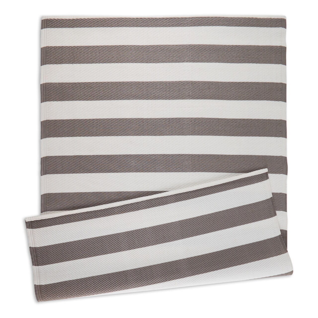 Contemporary Home Living 4&#x27; x 6&#x27; Stone Gray and White Striped Rectangular Outdoor Area Throw Rug